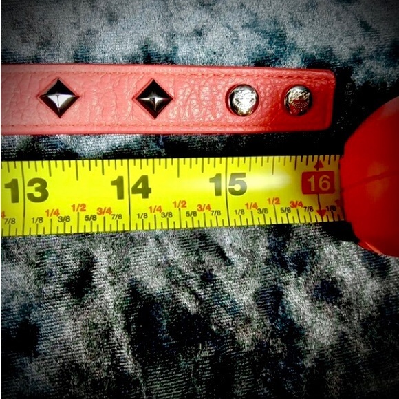 MCM Rockstar Dual Choker Necklace & Double Wrap Bracelet Red Leather Double Snap - Picture 9 of 14